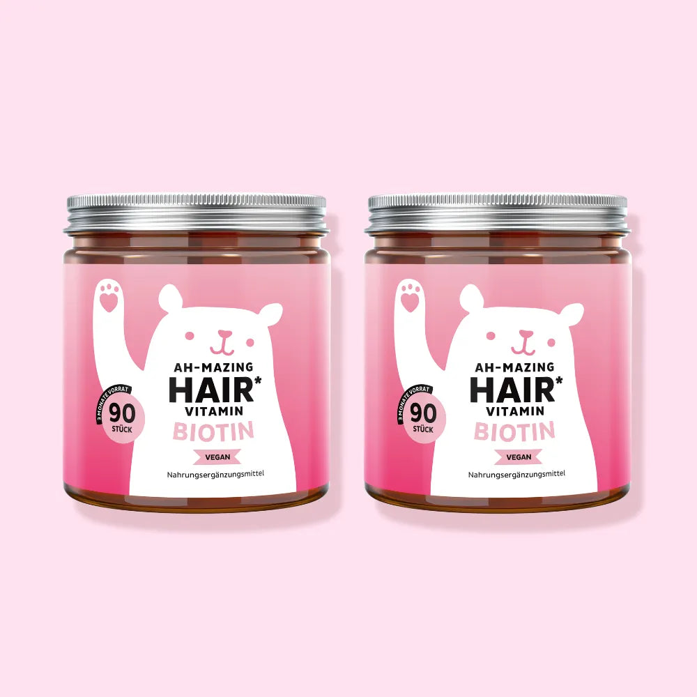 Bears with Benefits AH-MAZING Hair Vitamin – 2er Pack vegane Biotin Gummibärchen für Haarwachstum, 10.000 µg Biotin pro Bärchen, 2×90 Stück, neue Formel