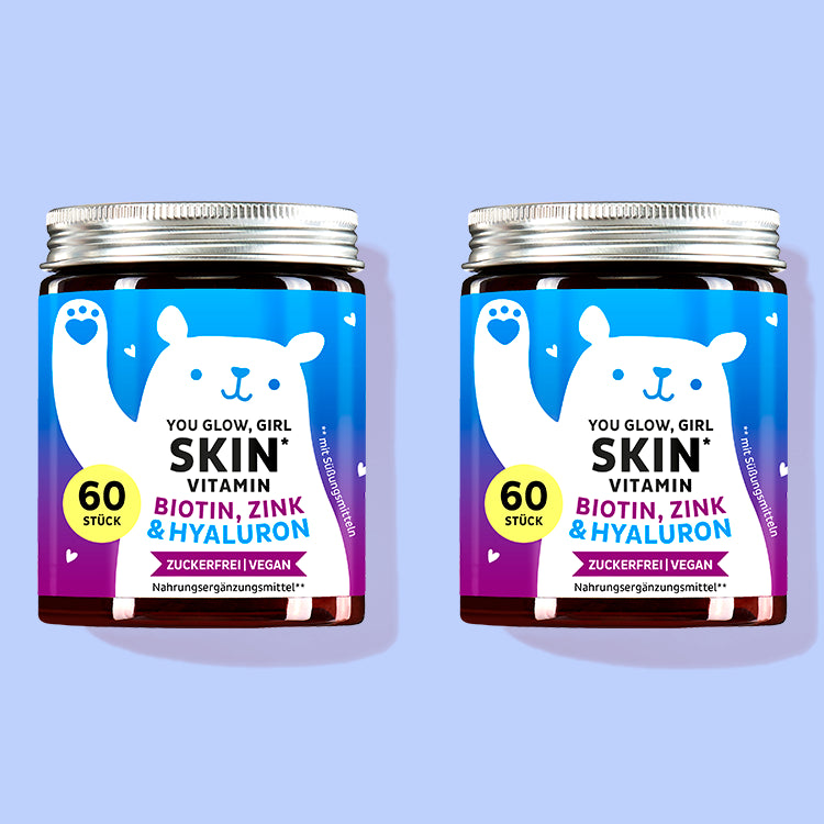 Die You Glow, Girl Skin Vitamine mit Biotin, Zink und Hyaluron von Bears with Benefits als 1 Monatskur.