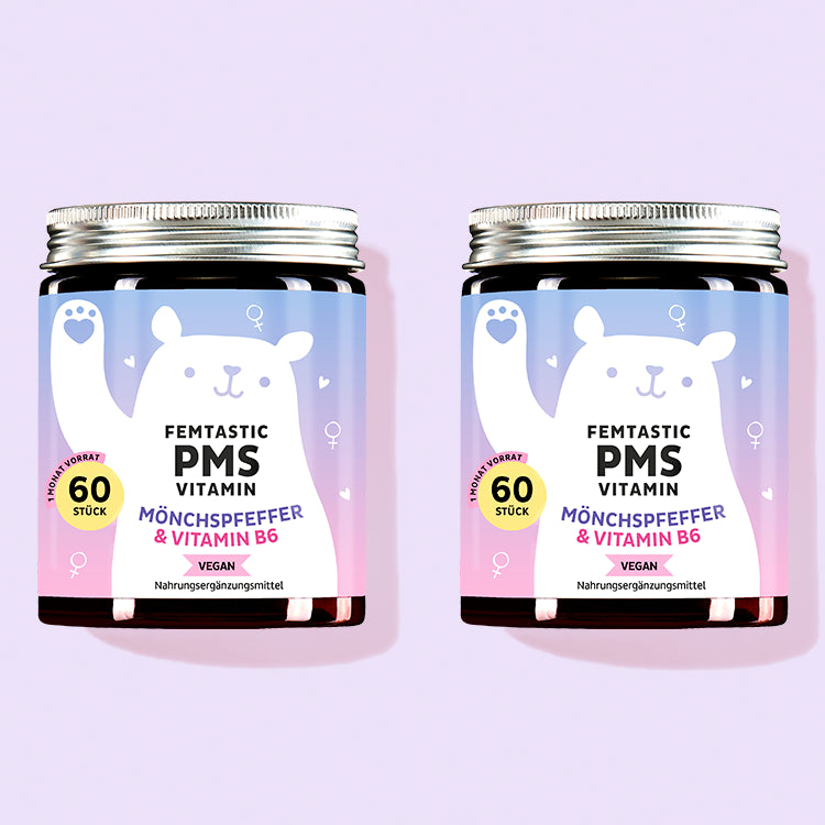 Die Femtastic PMS Vitamine mit Mönchspfeffer von Bears with Benefits als 2 Monatskur.