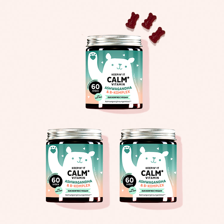 Die Keepin It Calm Vitamine mit Ashwaganda von Bears with Benefits als 3 Monatskur.