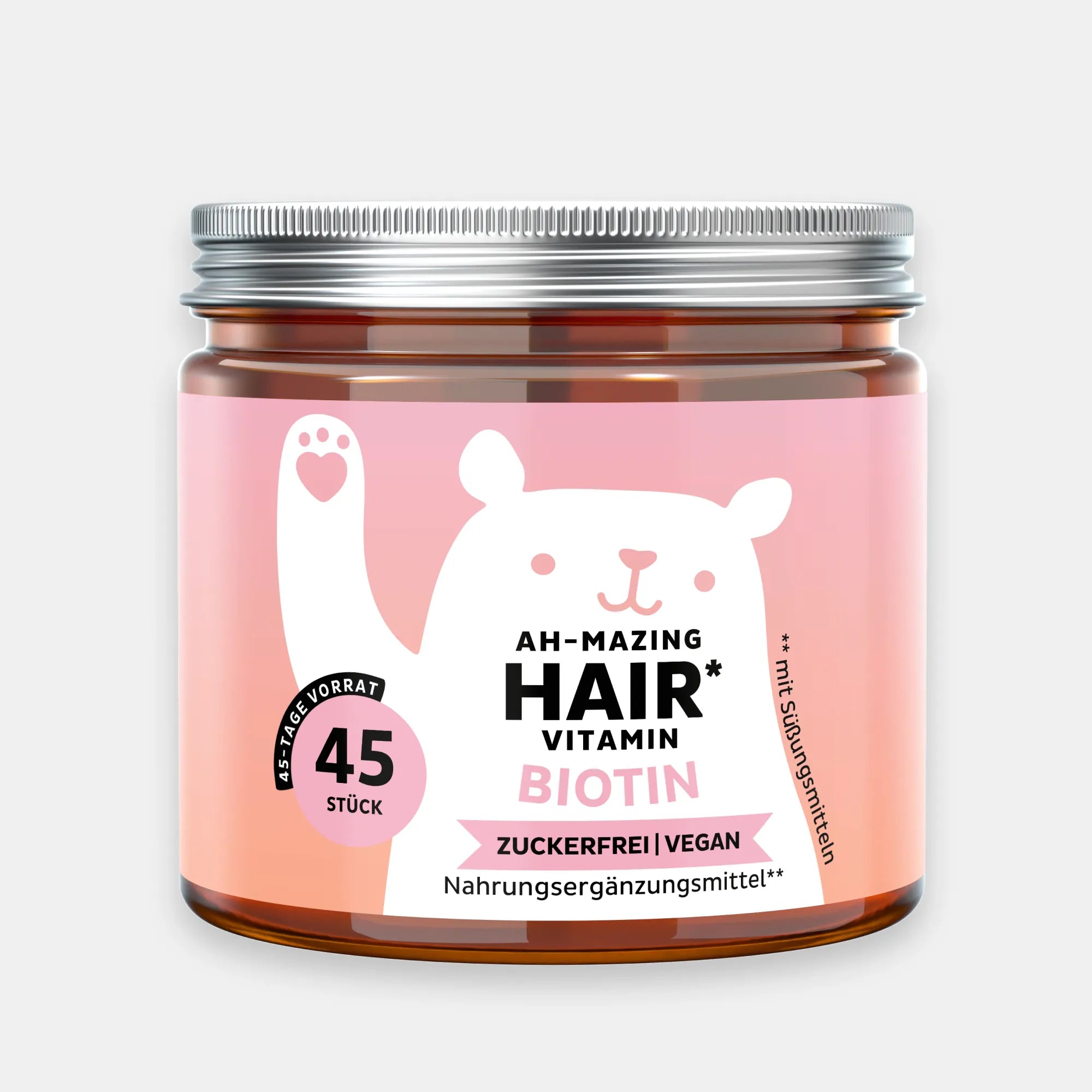 Bears with Benefits AH-MAZING Hair Vitamin – Vegane Biotin Gummibärchen für Haarwachstum, 10.000 µg Biotin pro Bärchen, 45 Stück, zuckerfrei, vegan