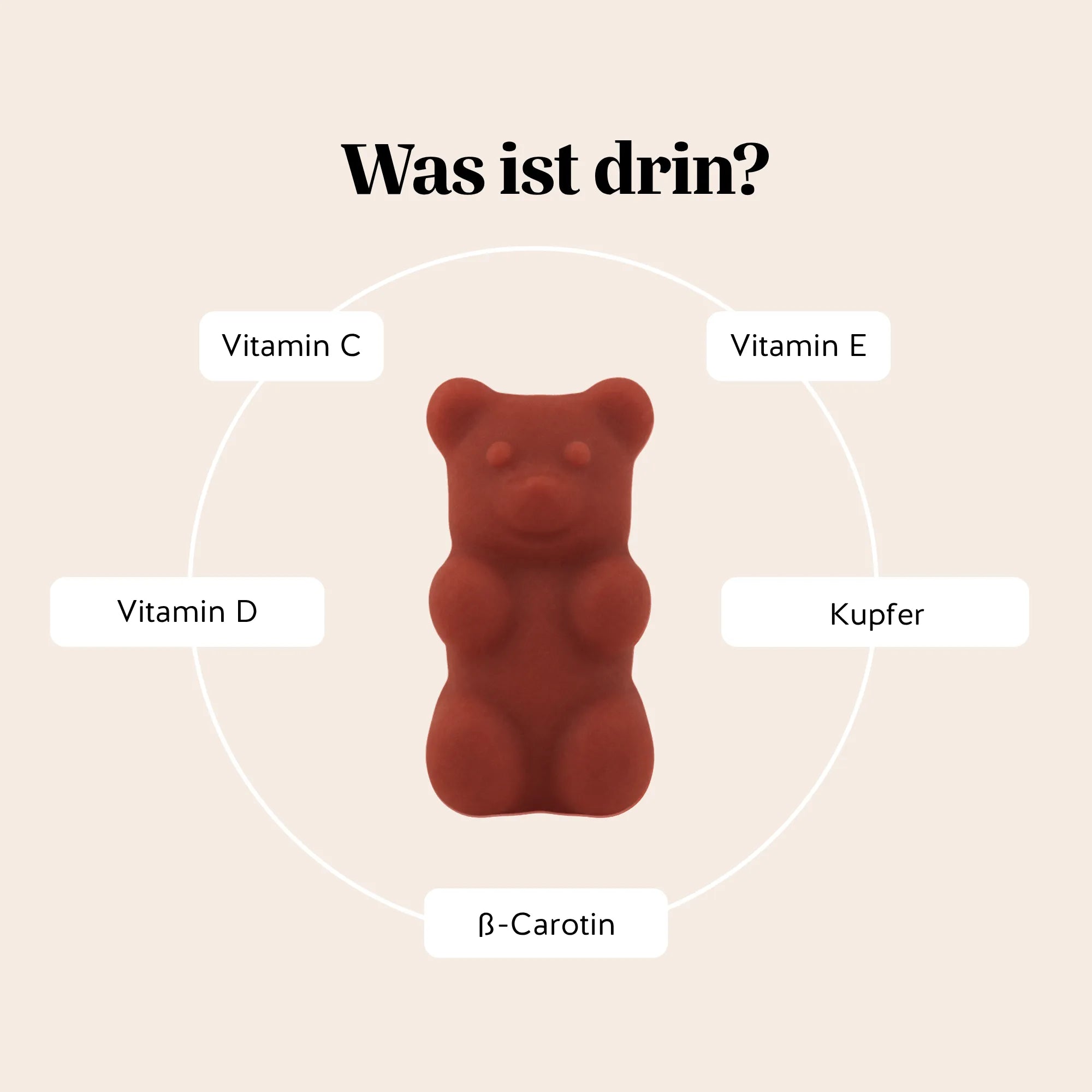 Bears with Benefits Golden Goddess Tan Vitamin – Inhaltsstoffe pro Gummibärchen: Beta-Carotin, Vitamin C, Vitamin D, Vitamin E, Kupfer, vegane Formel für sonnengebräunte Haut und natürliche Hautpigmentierung