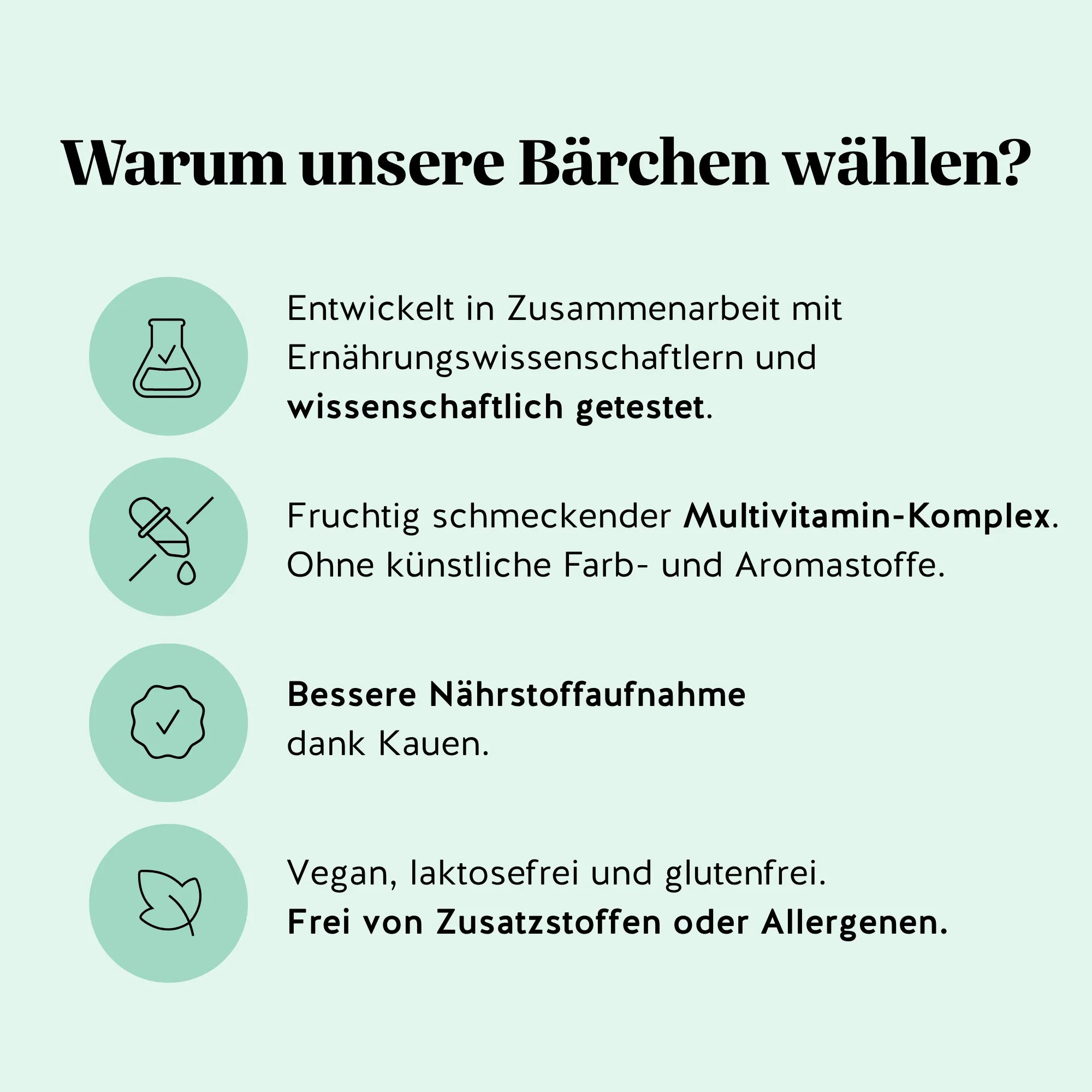 Gründe, sich für die All In One Kids Gummibärchen von Bears with Benefits als veganes, zuckerfreies und kindgerechtes Multivitaminpräparat zu entscheiden.