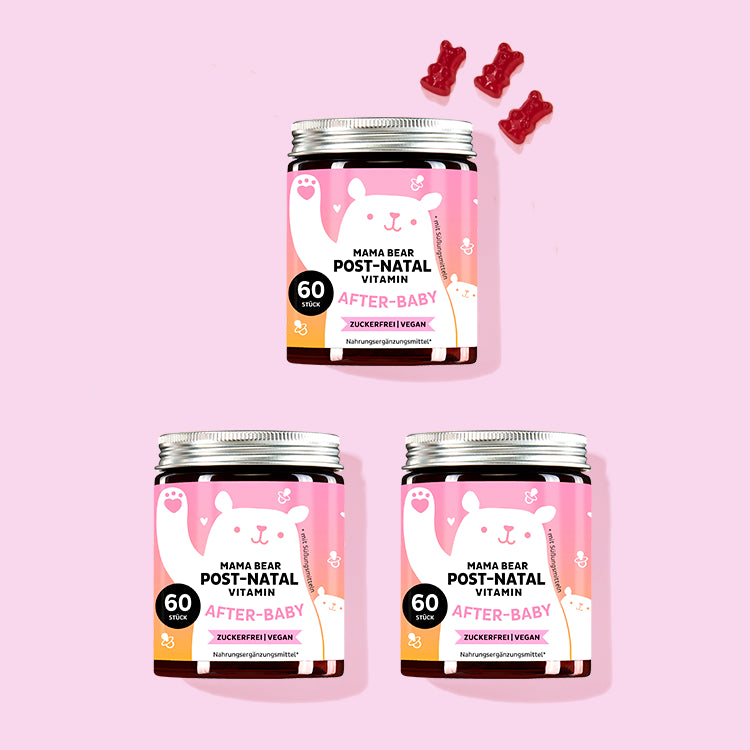 Die Mama Bear Post-Natal Vitamine mit Eisen von Bears with Benefits als 1.5 Monatskur.