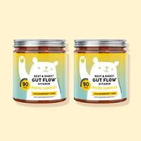 Bears with Benefits REST & DIGEST GUT FLOW* Vitamin – Vegane Biotic-Complex Gummibärchen für Darmflora & Verdauungsbalance, Bacillus coagulans 1 Milliarde KBE + Inulin 50 mg pro Bärchen, 2er Pack je 90 Stück (180 Stück), 6 Monate Vorrat, ohne Zuckerzusatz, vegan