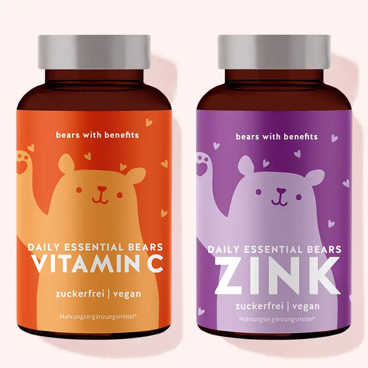2er Bundle “Fight the Cold” von Bears with Benefits bestehend aus den Daily essential bears Vitamin C und Daily essential bears Zink.