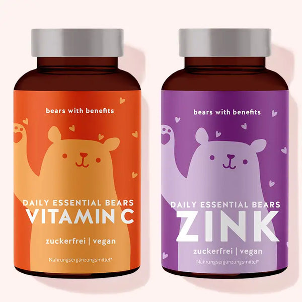 2er Bundle “Fight the Cold” von Bears with Benefits bestehend aus den Daily essential bears Vitamin C und Daily essential bears Zink.