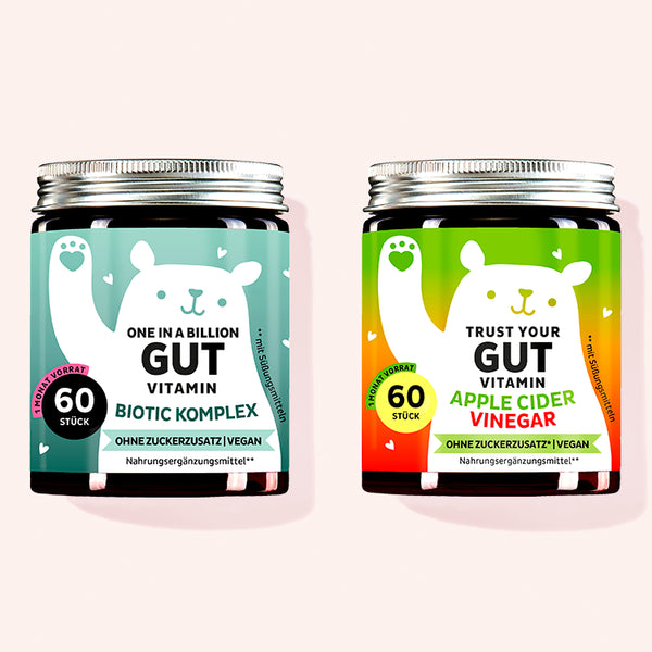 2er Set Darm gut, alles gut Duo bestehend aus den One in a Billion Gut Vitamin mit Bacillus coagulans, inulin und Vitamin B6 und Trust your Gut Vitamin mit Apfelessig von Bears with Benefits