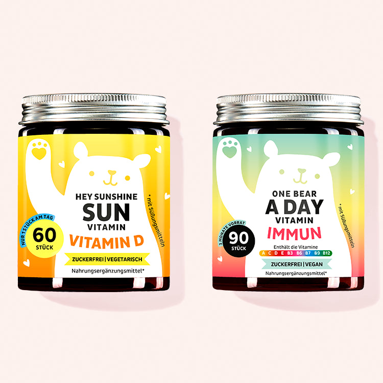 2er Set "Fit & Gesund Duo" bestehend aus den Hey Sunshine Sun Vitamins mit Vitamin D und den One Bear A Day Vitamins mit Immunkomplex von Bears with Benefits