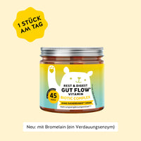 Bears with Benefits REST & DIGEST GUT FLOW* Vitamin – Vegane Biotic-Complex Gummibärchen für Darmflora & Verdauungsbalance, Bromelain 15 mg + Inulin 50 mg pro Bärchen, 45 Stück, neuer Biotic Complex, ohne Zuckerzusatz, vegan