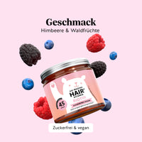 Angenehmer Geschmack der Ah-Mazing Hair Gummibärchen von Bears with Benefits, mit Stevia gesüßt und einfach einzunehmen. Dose mit 45 Stück.