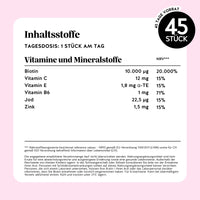Vollständige Liste der Inhaltsstoffe und Vitamine der Ah-Mazing Hair Vitamine von Bears with Benefits in Gummibärchenform.