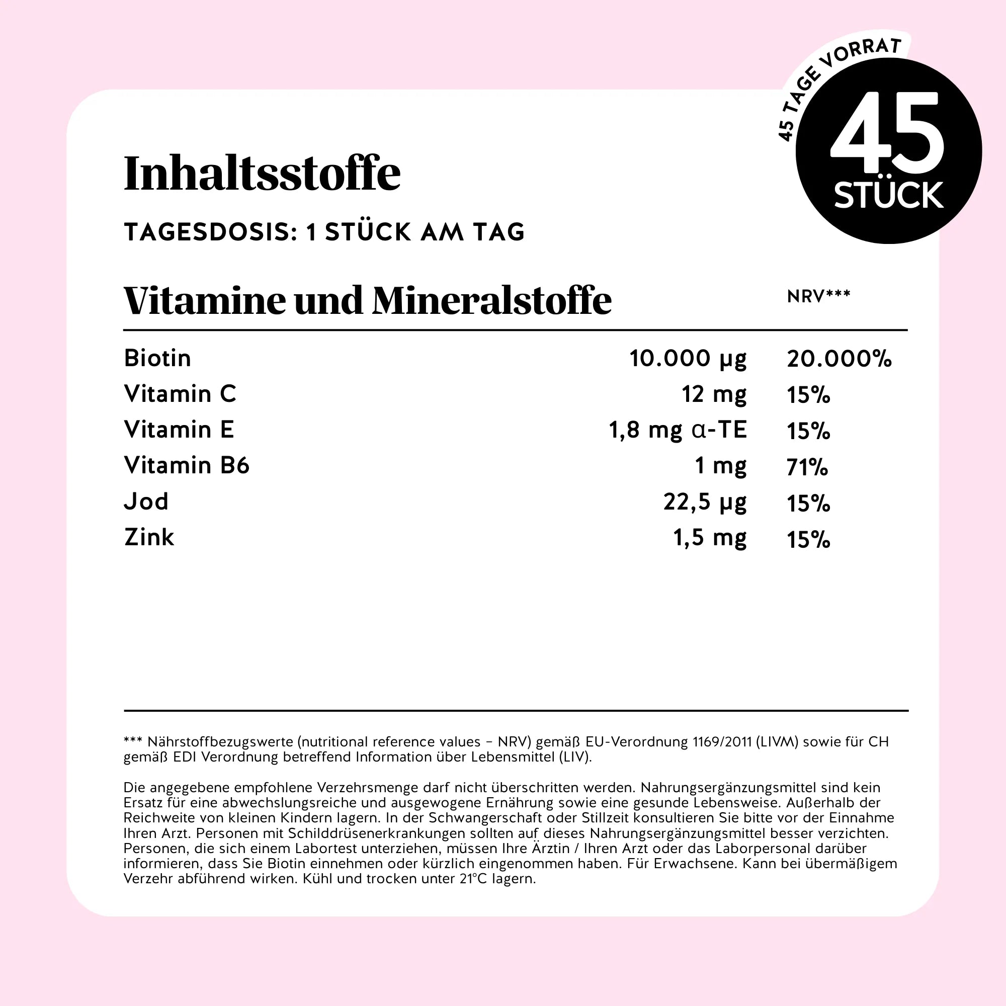 Vollständige Liste der Inhaltsstoffe und Vitamine der Ah-Mazing Hair Vitamine von Bears with Benefits in Gummibärchenform.