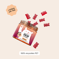 Bears with Benefits Forever Young SKIN Vitamin – Verzehrempfehlung 1 Gummibärchen pro Tag, 45 Stück Vorrat, Verpackung aus 100% recyceltem PET, 500 mg Kollagenpeptide + 100 mg Hyaluronsäure pro Bärchen, zuckerfrei