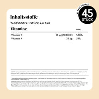 Bears with Benefits HEY SUNSHINE SUN Vitamin – Nährwerttabelle und Inhaltsstoffe: Vitamin D3 25 µg (1000 IE) und Vitamin K2 25 µg, Tagesdosis 1 Stück, 90 Stück Packung, zuckerfrei, vegan