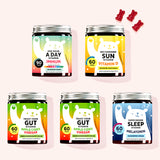 5er Set "Complete Health Bundle" bestehend aus den One Bear A Day Immun Vitamins mit Multivitamin-Komplex, den Hey Sunshine Sun Vitamins mit Vitamin D, den Trust Your Gut Vitamins mit Apfelessig und den Super Snooze Sleep Vitamins mit Melatonin von Bears with Benefits