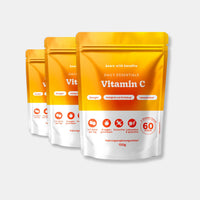 Bears with Benefits Daily Essentials Vitamin C – Vegane Vitamin C Gummies für Immunsystem, Energiestoffwechsel und weniger Müdigkeit, 125 mg Vitamin C pro Stück und 250 mg pro Tagesdosis 1–2 Stück, 3x60 Stück, 6 Monate Vorrat, Orangengeschmack, zuckerfrei, laktosefrei & glutenfrei, Nahrungsergänzungsmittel, 150 g pro Packung