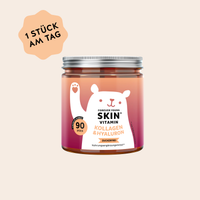 Bears with Benefits Forever Young SKIN Vitamin – Kollagen & Hyaluron Gummibärchen für normale Kollagenbildung und normale Funktion der Haut, 500 mg Kollagenpeptide + 100 mg Hyaluronsäure pro Bärchen, 90 Stück, 3 Monate Vorrat, zuckerfrei
