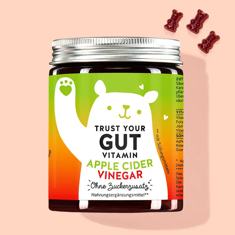 Eine Dose Trust Your Gut Vitamins mit Apfelessig von Bears with Benefits für Darmwohlbefinden