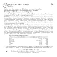 Hier sind die Inhaltsstoffe der Bears with Benefits Ah-mazing Hair Vitamin mit Biotin vorgestellt.