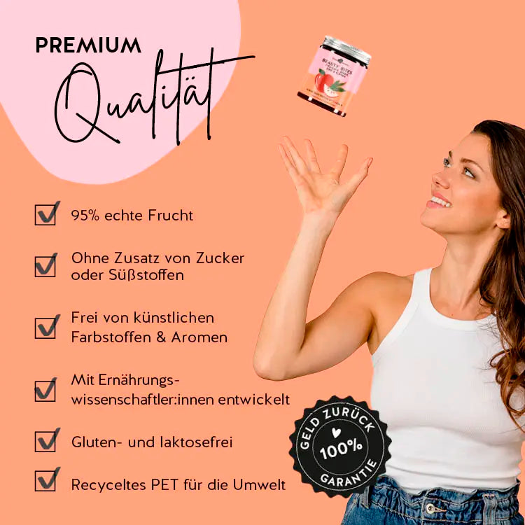 Auf diesem Bild befindet sich eine Erklärung des Produkts Beauty Bites mit Selen von Bears with Benefits.
