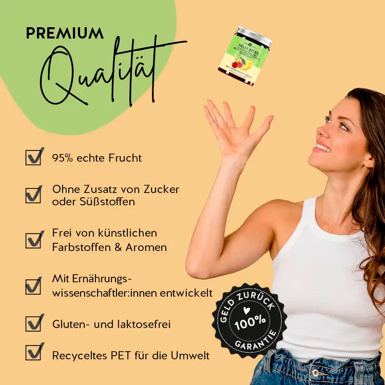 Auf diesem Bild befindet sich eine Erklärung des Produkts Belly Bites mit Selen von Bears with Benefits.
