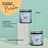 Diese Inhaltsstoffe und Nährstoffe stecken in den One in a Billion Gut Vitamins von Bears with Benefits: Vitamin B6, Inulin und Bacillus Coagulans.