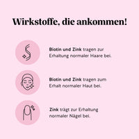 Inhaltsstoffe und Vorteile der Ah-Mazing Hair Vitamine von Bears with Benefits, formuliert zur Unterstützung der Erhaltung normaler Haare, normaler Haut und normaler Nägel.