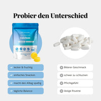 Bears with Benefits Daily Essentials Calcium – Vergleich Calcium Gummies vs. Tabletten: lecker & fruchtig, einfaches Snacken, macht den Alltag spaßig und tägliche Balance statt bitterer Geschmack, schwer zu schlucken, Pflichtgefühl und lästige Routine, 250 mg Calcium pro Gummy, 60 Stück, 2 Monate Vorrat