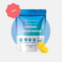 Bears with Benefits Daily Essentials Calcium – Vegane Calcium Gummies für Muskelfunktion, Knochen und Zähne, 250 mg Calcium pro Stück und 500 mg pro Tagesdosis 1–2 Stück, 60 Stück, 2 Monate Vorrat, neu, Zitronengeschmack, zuckerfrei, laktosefrei & glutenfrei, Nahrungsergänzungsmittel, 150 g