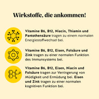 Bears with Benefits DAILY ROUTINE GREENS VITAMIN – Vitamin B6 und B12 tragen zu einem normalen Energiestoffwechsel bei, Eisen und Zink zu einer normalen kognitiven Funktion; vegane Gummibärchen ohne Zuckerzusatz mit Heidelbeer- und Himbeergeschmack