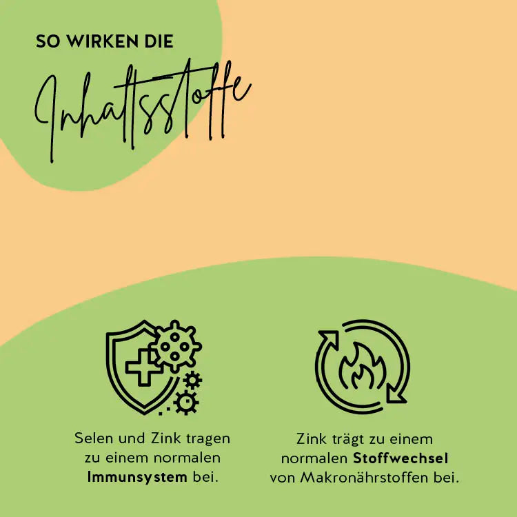 Selen und Zink tragen zu einem normalen Immunsystem bei.