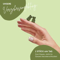 Dies ist die Verzehrsempfehlung der Eat your Super Greens Vitamins von Bears with Benefits.
