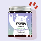 Auf diesem Bild ist eine Dose des Produkts Beauty & Brains Focus mit Ginkgo & Ginsengextrakt von Bears with Benefits abgebildet.