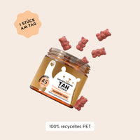 Bears with Benefits Golden Goddess Tan Vitamin – Verzehrempfehlung 1 Beta-Carotin Gummibärchen pro Tag, 45 Stück Vorrat, Verpackung aus 100% recyceltem PET, zuckerfrei und vegan