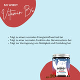 So wirken die Wake-Up Call Energy Vitamins mit Guarana: trägt zu einem normalen Energiestoffwechsel bei, trägt zu einer normalen Funktion des Nervensystems bei und trägt zur Verringerung von Müdigkeit und Ermüdung bei.