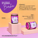 Diese Inhaltsstoffe und Nährstoffe stecken in den It's Beary Cold Vitamins von Bears with Benefits: Vitamin C, Honig, Zink und Holunderbeerenextrakt.
