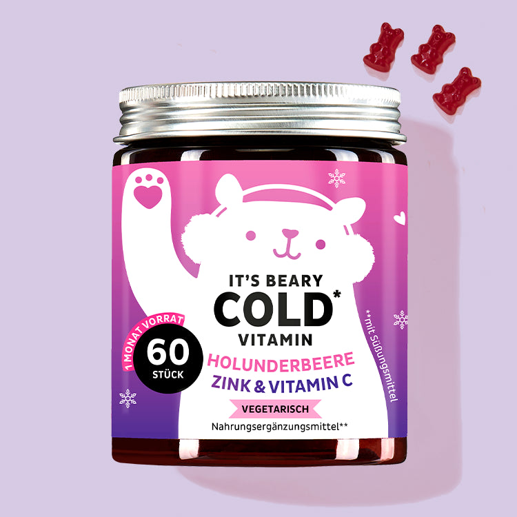 Eine Dose It's Beary Cold Vitamins mit Holunderbeere, Zink und Vitamin C von Bears with Benefits für die Erkältungszeit