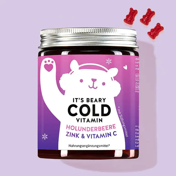 Eine Dose It's Beary Cold Vitamins mit Holunderbeere, Zink und Vitamin C von Bears with Benefits für die Erkältungszeit