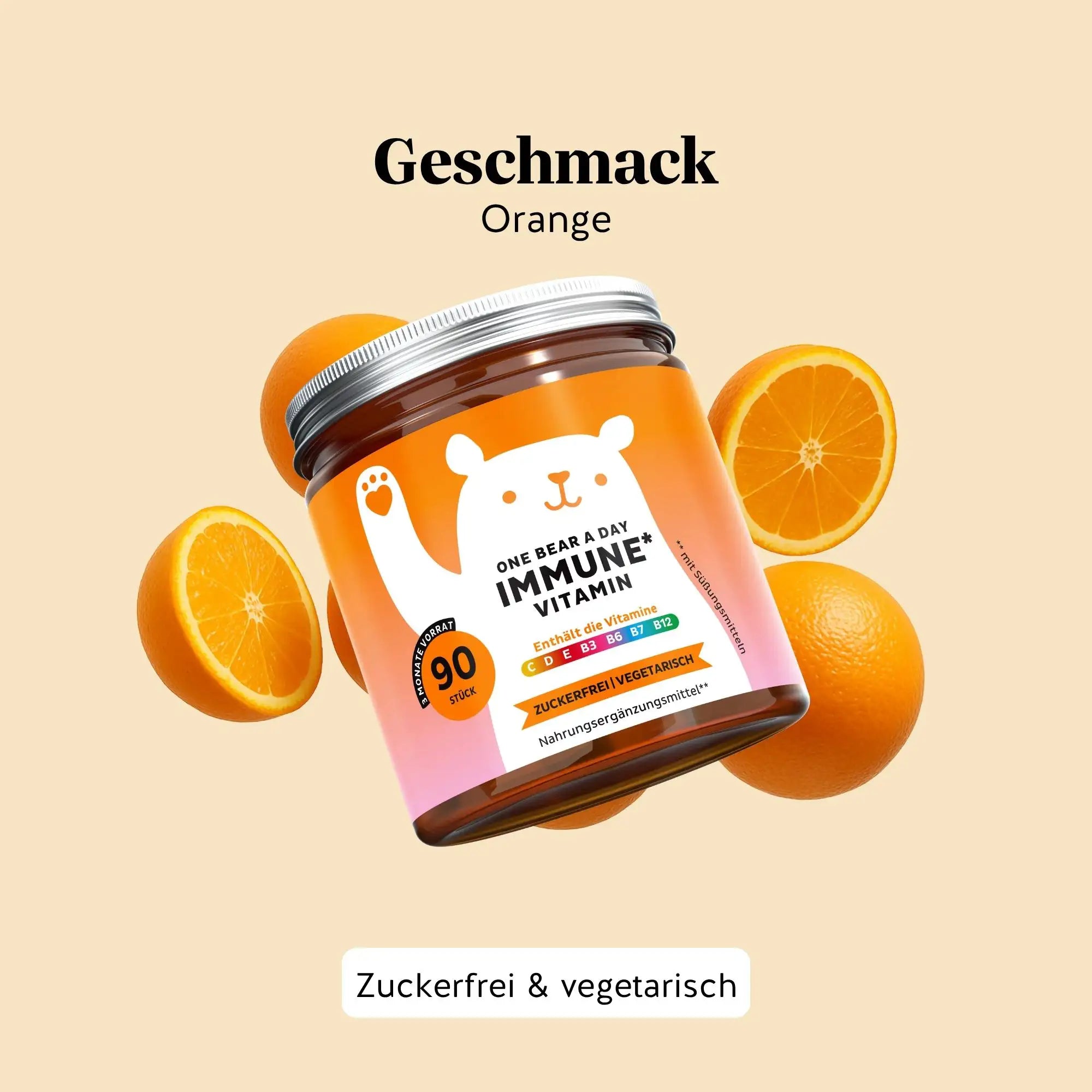 Angenehmer Geschmack der Gummibärchen des Immun Boost vitamin von Bears with Benefits, einfach und lecker einzunehmen. Dose mit 90 Stück.