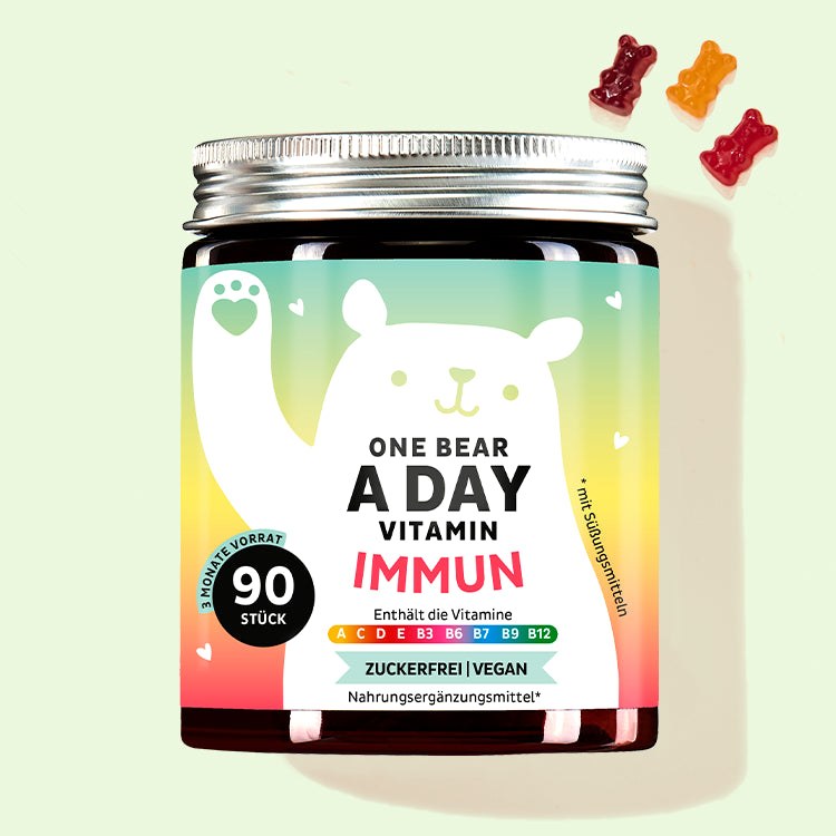 Eine Dose One Bear A Day Immun Vitamins mit Multivitamin-Komplex von Bears with Benefits für das Immunsystem