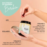 Diese Inhaltsstoffe und Nährstoffe stecken in den Bootylicious Shape Vitamins von Bears with Benefits: OPC, Kollagen sowie Vitamin C und E