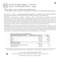 Hier siehst du die Nährstofftabelle der Oh Yeah Bear Libido* + Vitamin mit Maca- und Safranextrakt von Bears with Benefits.