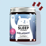 Auf diesem Bild ist eine Dose des Produkts Super Snooze Sleep mit Melatonin von Bears with Benefits abgebildet.