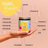 Diese Inhaltsstoffe und Nährstoffe stecken in den Doin' It For The Kids Vitamins von Bears with Benefits: Biotin, Zink, Jod, Folsäure, Vitamin B, C, D, E und Vitamin K