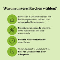 Bears with Benefits My Metabolic Matcha – warum unsere Gummibärchen: vegan, zuckerfrei und mit natürlichem Vanille-Matcha-Geschmack.