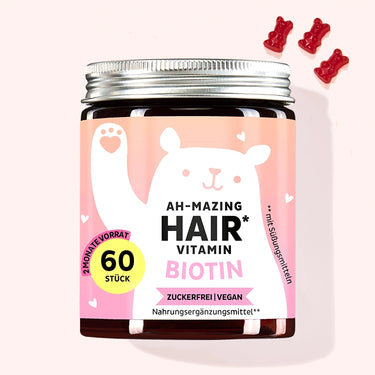 Unser Biotin Produkt Ah-Mazing Hair. Deine Nahrungsergänzung für schöne Haare, Haut und Nägel.