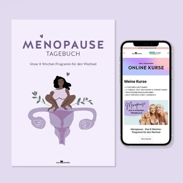 Dies ist der Online-Kurs von Bears with Benefits zum Thema Wechseljahre: Das Menopause Tagebuch - Unser 8 Wochen Programm für den Wechsel. Der E-Learning Kurs besteht aus 16 Videos von Ärztinnen und Expertinnen und enthält praktische Hausaufgaben sowie ein persönliches Tagebuch.
