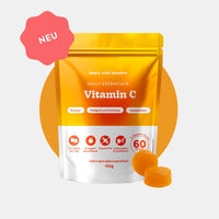 Bears with Benefits Daily Essentials Vitamin C – Vegane Vitamin C Gummies für Energie, Müdigkeit und Ermüdung sowie Immunsystem, 125 mg Vitamin C pro Stück und 250 mg pro Tagesdosis 1–2 Stück, 60 Stück, 2 Monate Vorrat, neu, Orangengeschmack, zuckerfrei, laktosefrei & glutenfrei, Nahrungsergänzungsmittel, 150 g