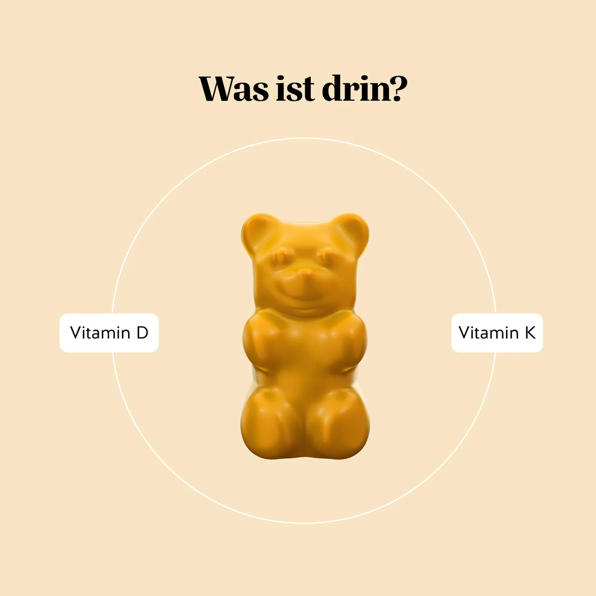Bears with Benefits HEY SUNSHINE SUN Vitamin – Inhaltsstoffe pro Gummibärchen: Vitamin D3 25 µg (1000 IE) und Vitamin K2 25 µg, vegane Formel für Immunsystem* und Knochen*, zuckerfrei